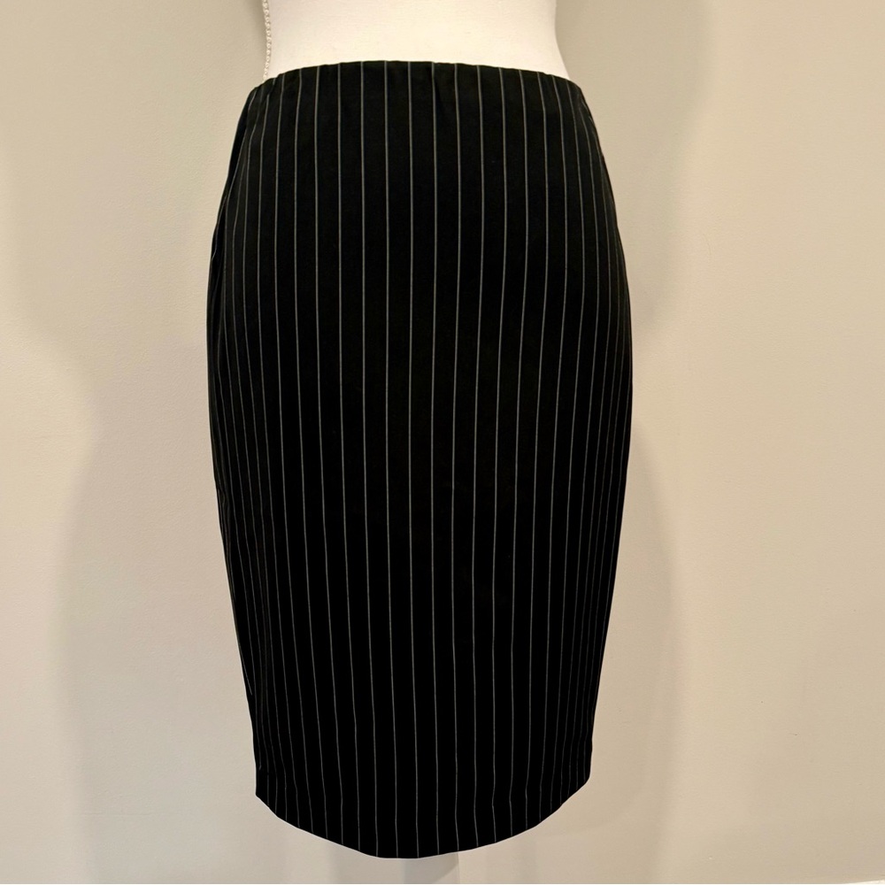 Theory Black and White Pinstripe Pencil Skirt